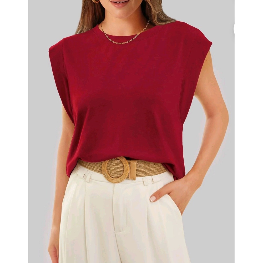 On 12th Top Womens S Burgundy Ruched Side Sleeveless Business Casual Office Chic